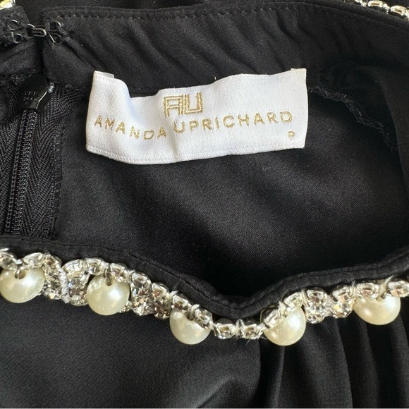Amanda Uprichard Pearl Rhinestone Neck Silk Mini Dress XS/P – Black - Picture 10 of 16